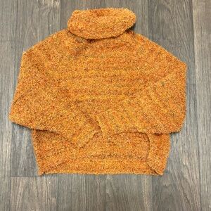 William Rast Orange Bouclé Turtleneck Sweater | Size Small